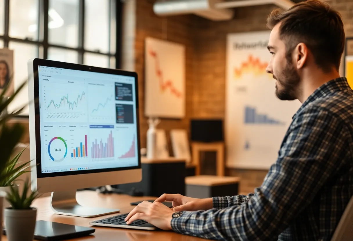 Marketer using data storytelling techniques