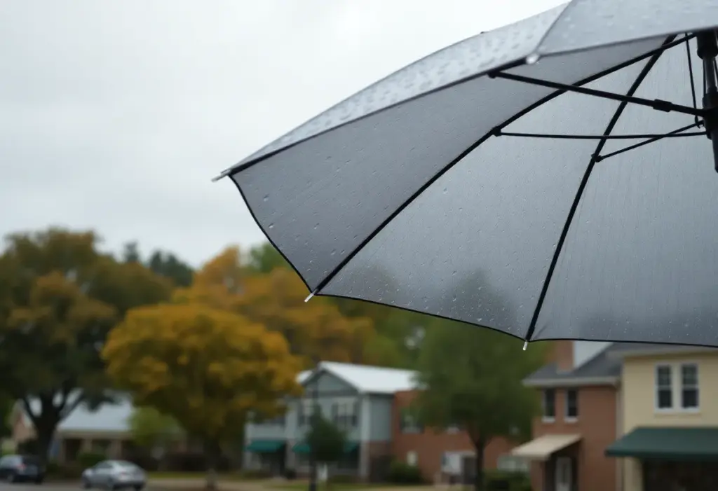 Cloudy and rainy day with an umbrella in Clinton, SC
