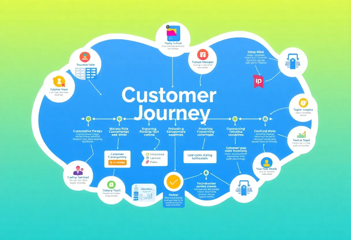 A visual representation of customer journey mapping stages and touchpoints
