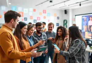 Customers engaging with interactive content in digital marketing