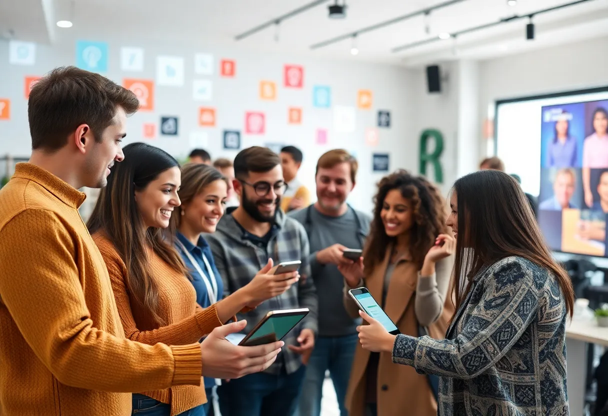 Customers engaging with interactive content in digital marketing