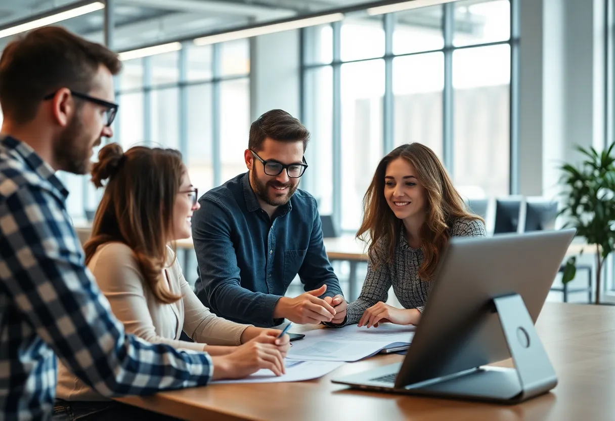 A team of marketers discussing customer segmentation data