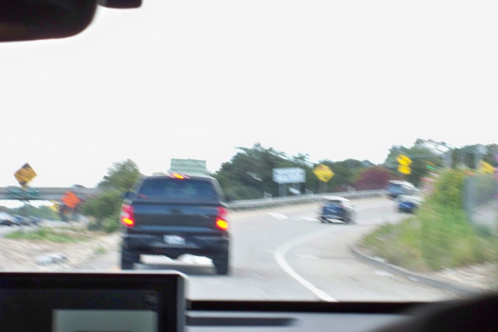 Cars on a divided highway