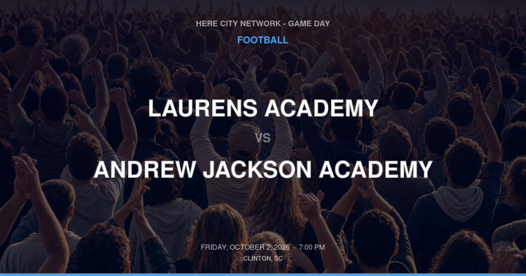 Laurens Academy vs. Andrew Jackson Academy — Football Game Day — Ehrhardt, SC — Oct 2, 2026