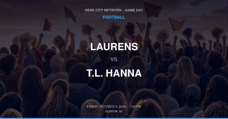 Laurens vs. T.L. Hanna — Football Game Day — Anderson, SC — Oct 9, 2026