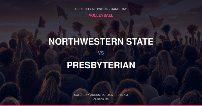 Northwestern State vs. Presbyterian — Volleyball Game Day — Clinton, SC — Aug 29, 2026