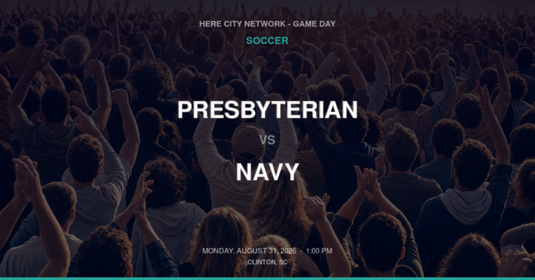 Presbyterian vs. Navy — Soccer Game Day — Clinton, SC — Aug 31, 2026