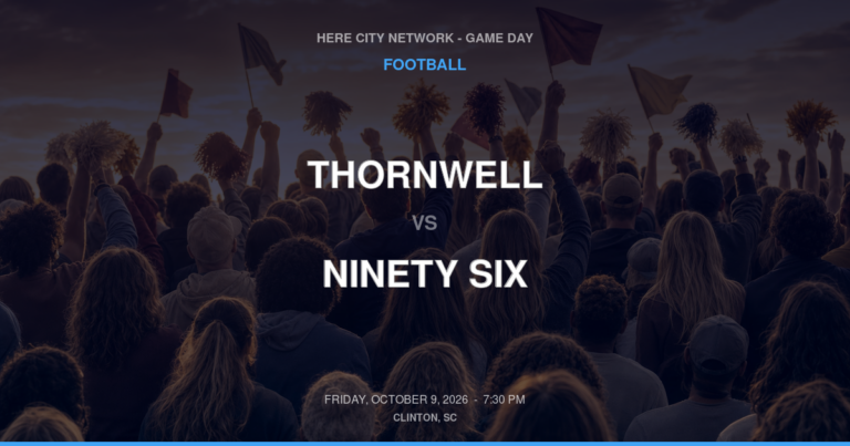 Thornwell vs. Ninety Six — Football Game Day — Ninety Six, SC — Oct 9, 2026